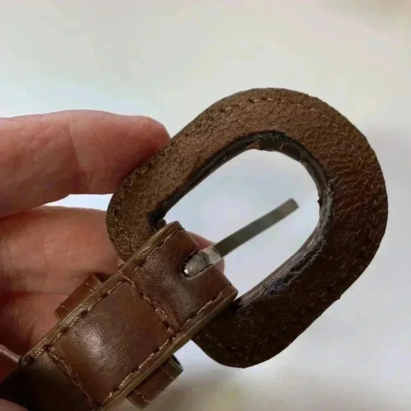 Source Unknown,brown braided leather belt with  gold stitching - Picture 5 of 9